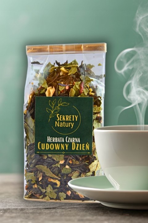 Czarna herbata Cudowny Dzień - owocowo-kwiatowa na dobry nastrój 50g Czarna herbata Cudowny Dzień - owocowo-kwiatowa na dobry nastrój 50g